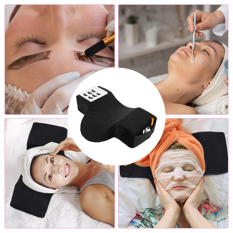 wutfuooo Beauty Salon Lashing Pillow,Comfortable Velvet Memory Foam Eyelash Extension Pillow,Ergonomic Neck Pillow,Protect The Neck When Used for Lash Extension Grafting Make Up