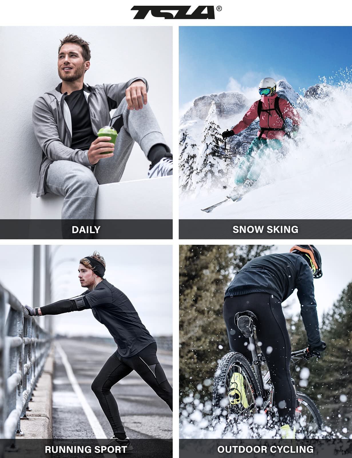 TSLA Men's Thermal Underwear Set, Microfiber Soft Fleece Lined Long Johns, Winter Warm Base Layer Top & Bottom, Heavyweight Fleece Black, Large