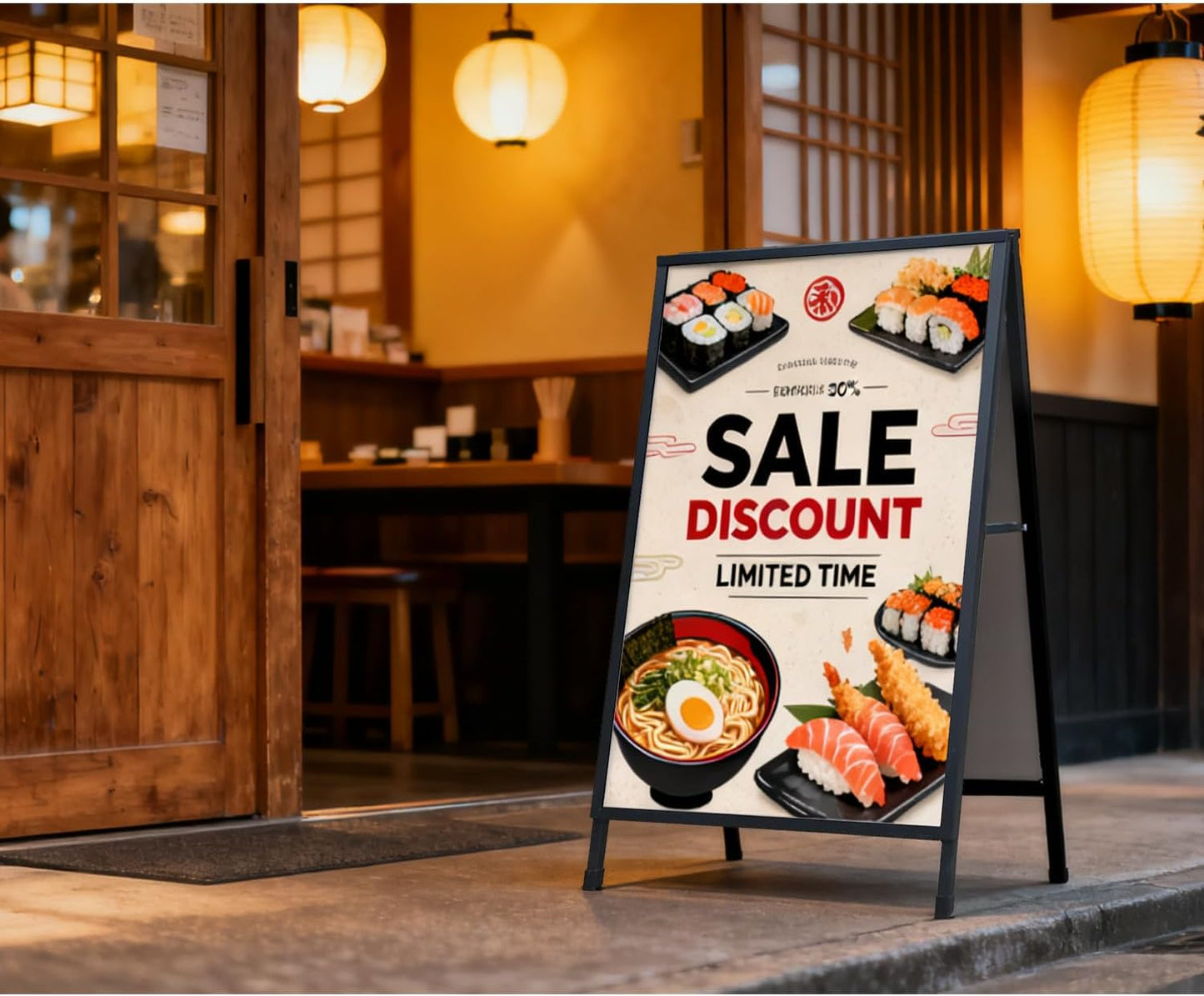 ZCHEN A-Frame Sidewalk Sign - 24x36 Heavy-Duty Metal Sandwich Board for Outdoor Advertising | Double-Sided Display with 2 Corrugated Plastic Posters