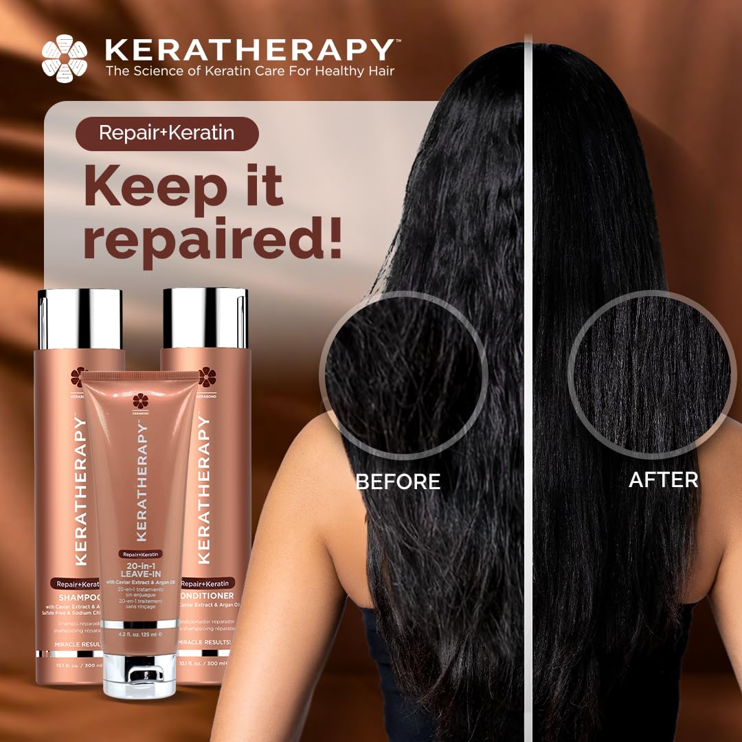 KERATHERAPY Keratin Infused KeratinFIXX 20-in-1 Leave-in, 4.2 fl. oz., 125 ml - Smoothing Leave in Conditioner Transforms Your Hair with 20 Benefits in 1 Easy Step - With Caviar Extract, & Argan Oil