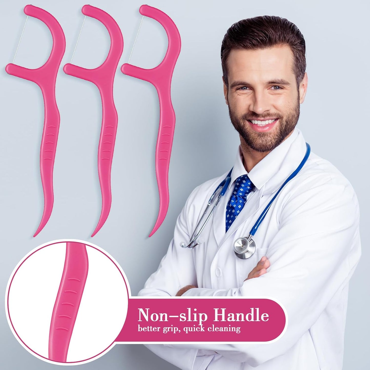 Baderke 200 Count Floss Picks Bulk Non Breakable Tooth Picks Flosser Dental Floss Sticks for Adults Teeth Cleaning Dental Flossers for Family Pack Travel(Light Green)