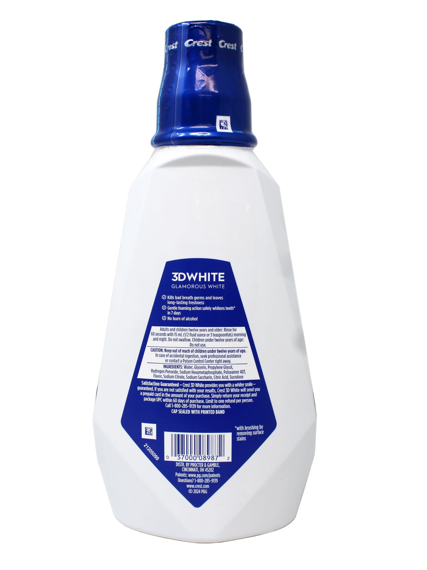 Crest 3D White Glamorous White Mouthwash, Alcohol Free Multi-Care Whitening Mouthwash, Arctic Mint, 32 fl oz (946 mL)