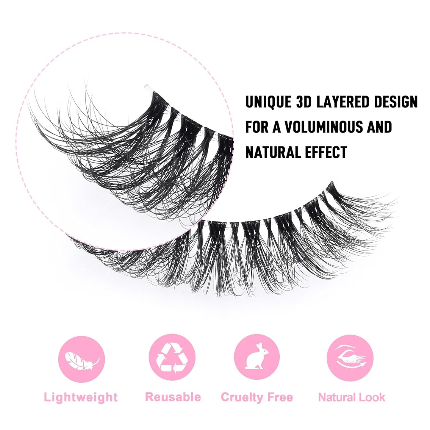 KSYOO False Eyelashes Cat Eye Lashes Wispy Lashes Clear Band V1 Russian Strip Lashes That Look Like Extensions D Curl Cat Eye Lashes Natural Look Faux Mink 3D Fluffy Russian Strip Eyelashes
