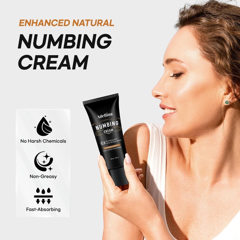 Adellina Numbing Cream Maximum Strength: Long Lasting Extra Soothing with Arnica and Elmu Oil (2 Fl Oz (Pack of 1))