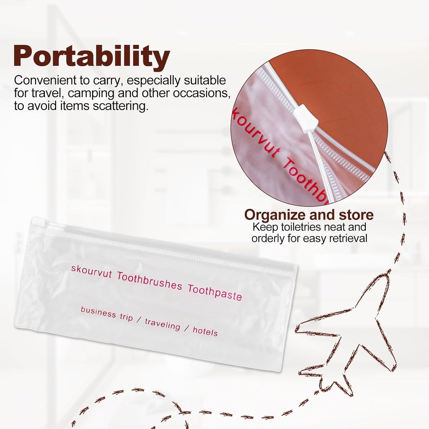 Disposable Toothbrushes with 45g Toothpaste - Travel Kit in White Zip Bag | Bulk Pack for Hotels & Shelters (20 Count)