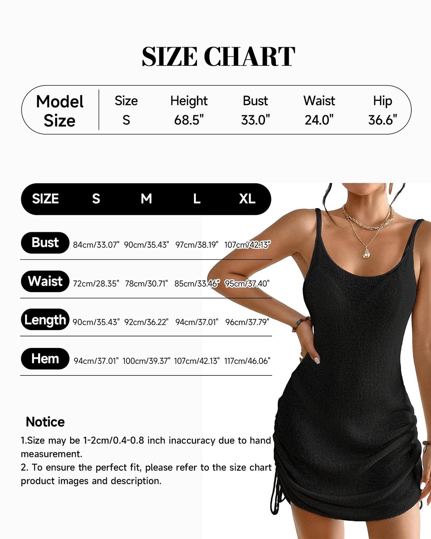 Eddoyee Women Crochet Bikini Cover Ups Summer Scoop Neck Beach Tank Dress Sexy Sleeveless Solid Beachwear Coverup Black XL