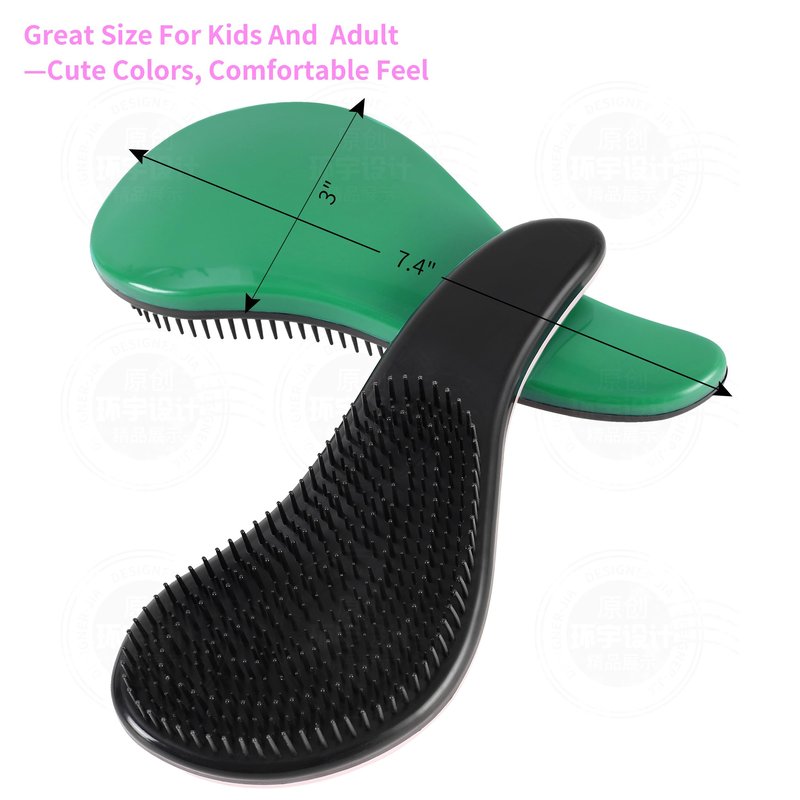 79STYLE 3pcs Detangler Brush Tangle Free Hair Brushes For Kids Knot Free No Pain Detangling Kids Hair Brush Combs For Curly Fine Hair (Size 7.4 Inch -Brush Lemon)