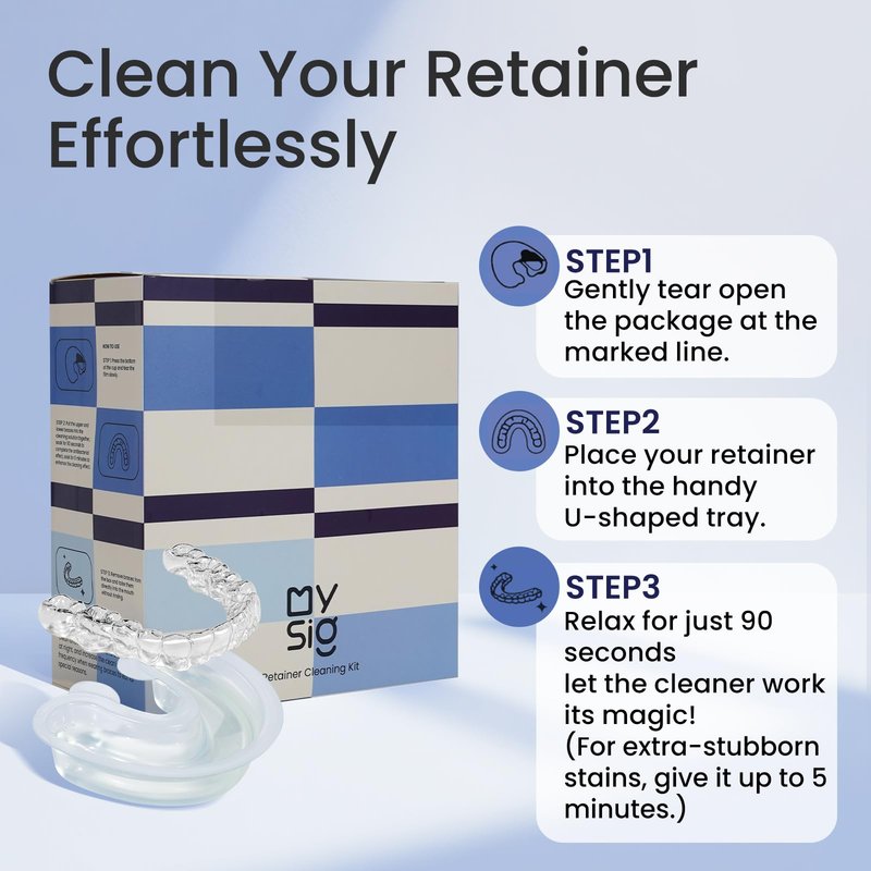 Mysig Retainer Cleaning Solution Value Pack with Accessory, 4-Month Supply(48pcs) — 90-Second Portable Cleaner, Complements Ultrasonic Cleaning, Fresh Mint Scent