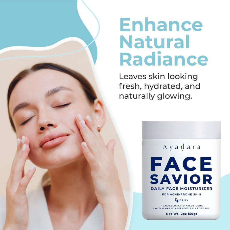 Ayadara Acne Facial Moisturizer, 2 fl oz, Advanced Oil Control Face Moisturizer for Oily Skin, Hydrating Acne Cream & Anti Acne Moisturizer for Face, Powerful Skin Care Regimen for Men & Women