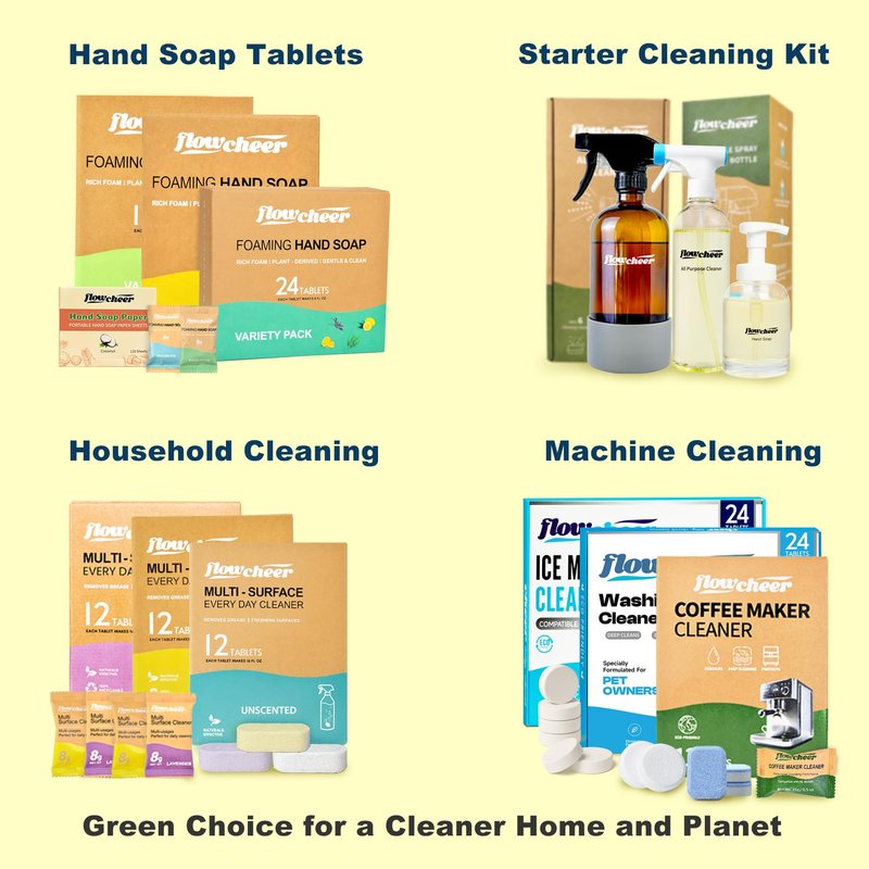 flowcheer Foaming Hand Soap Refill Tablets, 24 Pack, Makes 216 fl oz (24 x 9 fl oz Bottles),Variety Fragrance,Fresh & Clean Handwash, Eco Friendly foam Soap Tablets