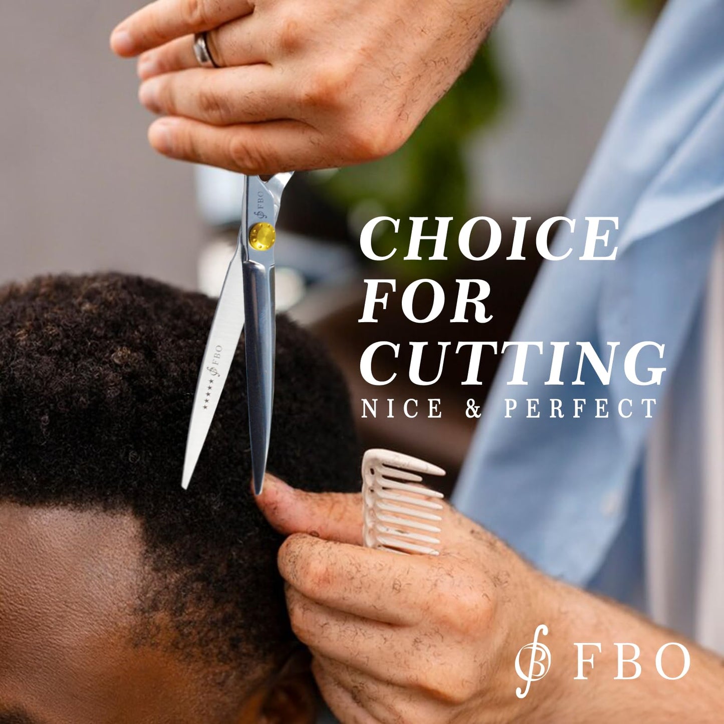 FBO Pro Hair Scissors 6.5" - 440C Steel, Precision Blades, Sharp Durable & Smooth Cutting, for All Hair Types, Home & Salon Use (Golden)