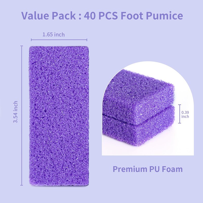 NOVAL Pumice Stone for Feet Callus Remover - 400pcs Bulk Salon Pack with Medium-Coarse Grit Classic Purple
