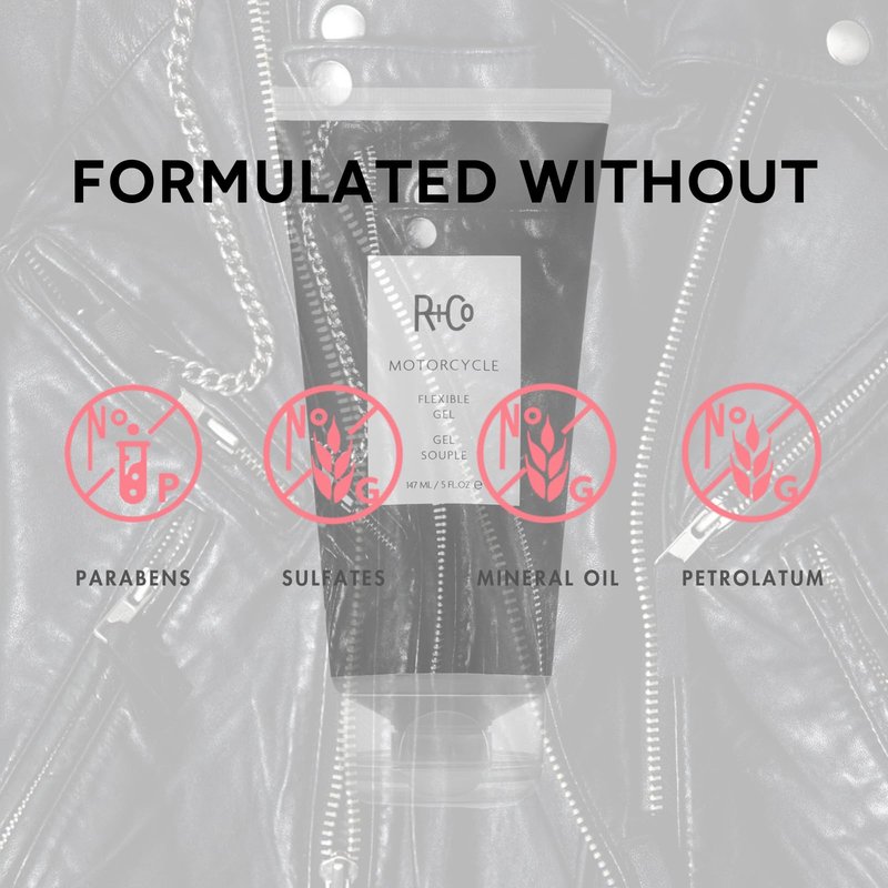 R+Co Motorcycle Flexible Gel - Hybrid Styling Gel with Flexible Hold & Wax-Like Shine - Heat Protectant, Volumizing Gel for Texture, Natural Finish & All Hair Types - Sulfate-Free - 5 oz (Pack of 2)
