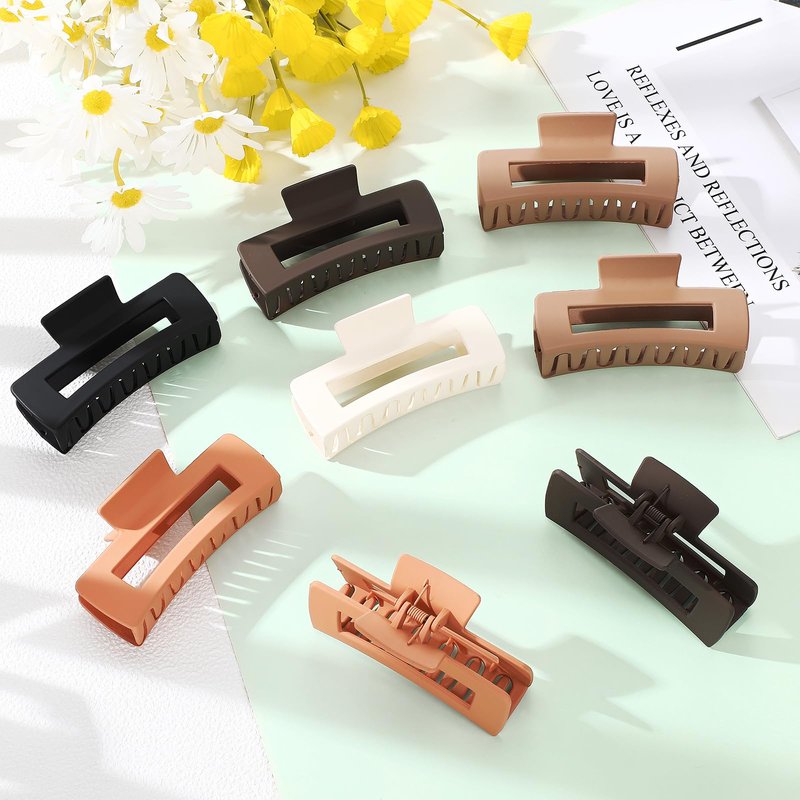 Hotop 50 Pcs Cute Hair Claw Clips Set Nonslip Square Clips Colorful Rectangle Hair Accessories for Women(4.1 Inch,Neutral Color)
