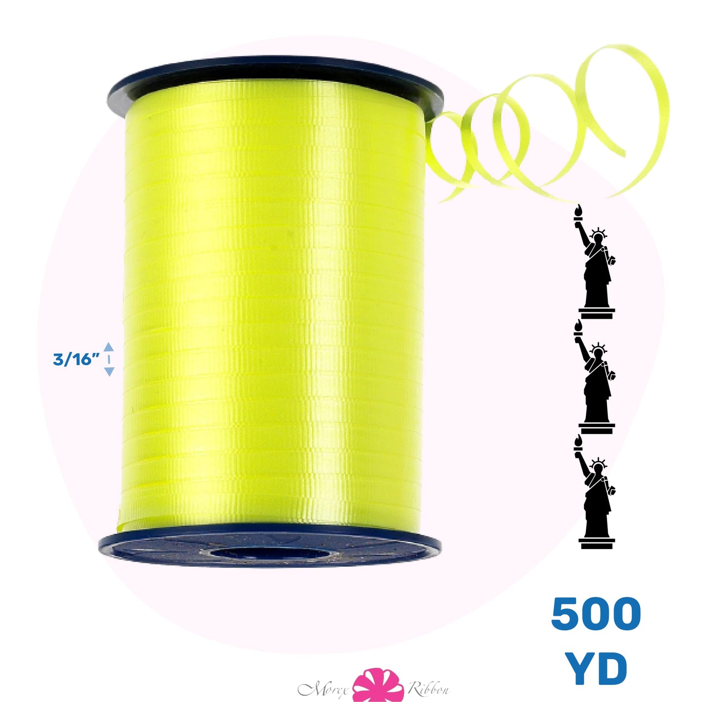 Morex Curling Ribbon 3/16" 500 Yds for Gift Wrapping, Balloon String, Birthday Parties, Holidays, Decorations, Light Yellow