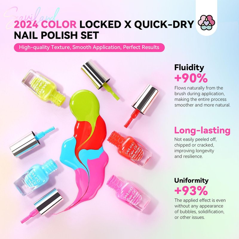 SAVILAND Nail Polish Set: Quick Dry Nail Polish Fingernail 20+3 Pcs Bright Neon Red Green Glitter Regular Nails Polish Kit with Base Top Polish Nail Art Polish DIY At Home Gift for Girls