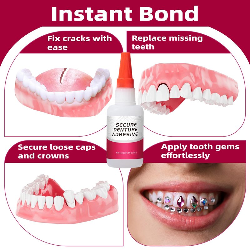 Dental Lab Instant Bonding Dental Glue (1oz), Repair Cracks & Secure Loose Teeth, Experience a Secure Bond That Lasts from Days to Weeks