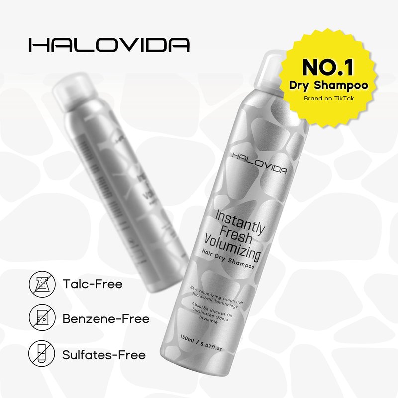 HALOVIDA Dry Shampoo for Women, Invisible Dry Shampoo Spray for Dark Hair Leaves No White Residue, Absorb Oils, Volumizing & Refresh Hair for 72 Hours, 5.07 Fl Oz (Pack of 2)