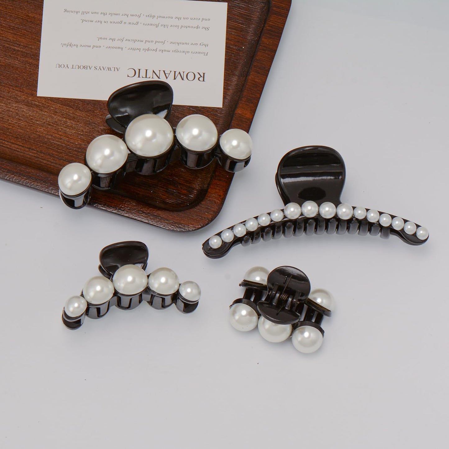 Mehayi 4 PCS Large Pearl Hair Claw Clips for Women Girls, Hair Barrette Clamps for Thick Thin Hair, Fashion Hair Accessories Headwear Styling Tools for Party Wedding