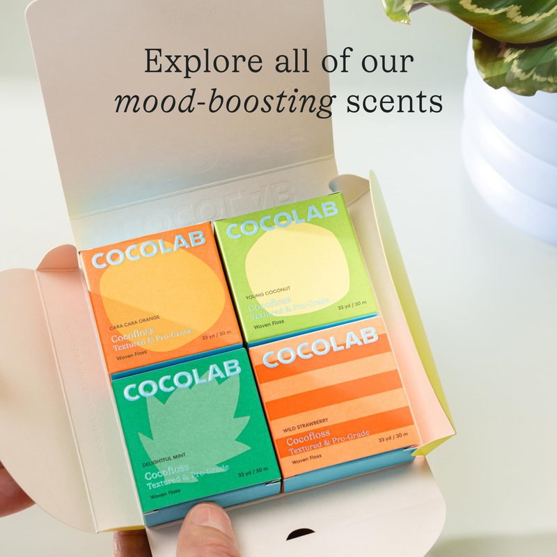 Cocofloss Expanding Woven Dental Floss by Cocolab, Waxed Tooth Floss for Daily Oral Care, Coconut Oil Infused, Vegan, for Adults and Kids, Strawberry Scent, 1 Pack