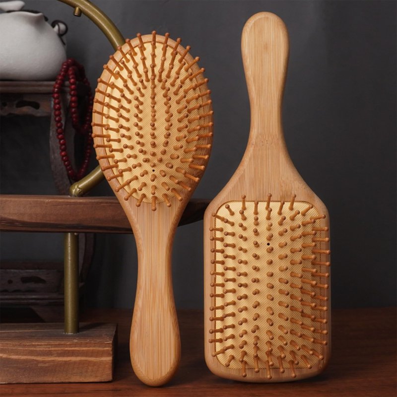 Lindale Wooden Hair Brush for Women Men, Natural Bamboo Detangler Paddle Hairbrush for Hair Growth Massaging Scalp, Reduces Static for Curly Hair with Ergonomic Handle Oval