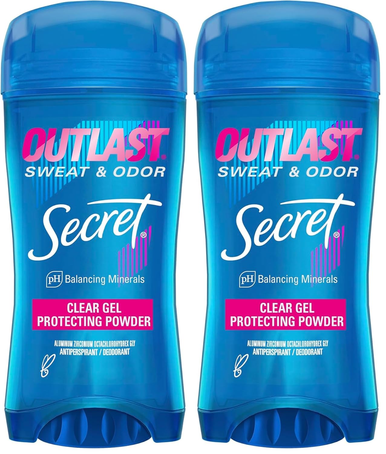 Secret Outlast Antiperspirant Deodorant for Women, 72hr Sweat & Odor Protection, PH Balancing Minerals, Clear Gel, Protecting Powder Scent, 2.6 oz