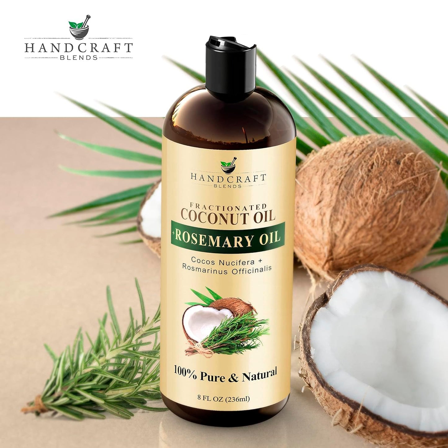 Handcraft Blends Fractionated Coconut Oil - 8 Fl Oz - 100% Pure and Natural - Premium Grade Carrier Oil for Skin and Hair - Hair and Body - Massage