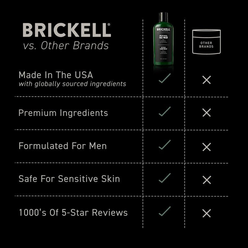 Brickell Men's Purifying Charcoal Face Wash for Men, Daily Facial Cleanser, With Charcoal, Vitamin E, and Hyaluronic Acid, 8 Ounce, Scented