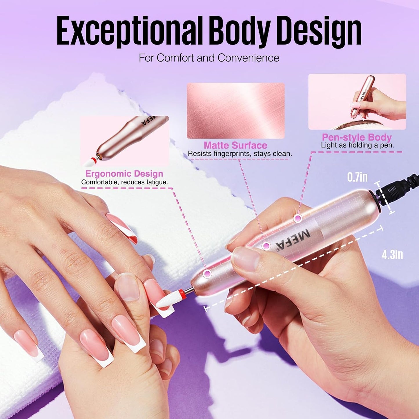 MEFA Nail Drill, 16 PCS Kit Electric Nail Drill with Nail Drill Bits & Cuticle Oil Pen, Portable Electric Nail File Professional, 20000RPM Manicure Pedicure Nail Set Efile Nail Drill for Home Salon