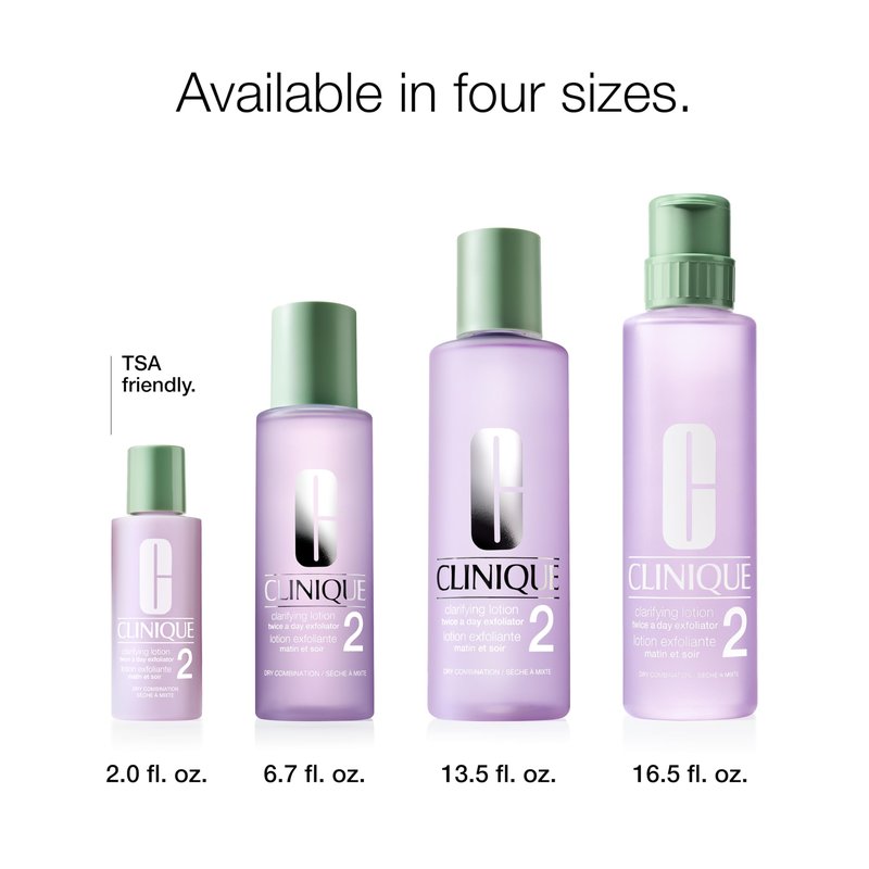 Clinique Clarifying Lotion 2 | Gentle Exfoliator For Dry Combination Skin Types | Face Toner With Witch Hazel | Step 2 in 3-Step Skin Care Routine, 6.7 Fl Oz