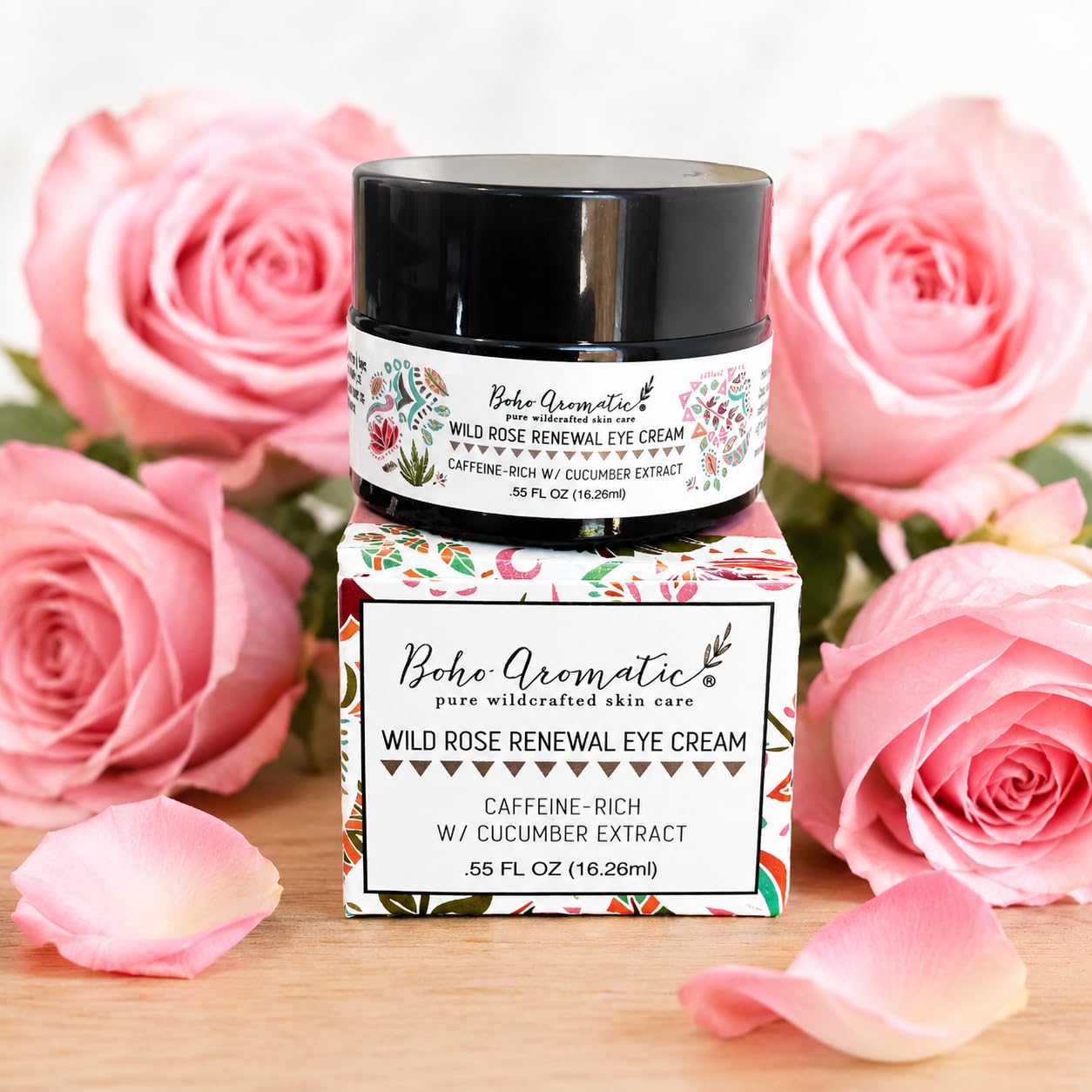 Boho Aromatic Under Eye Cream for Dark Circles & Puffiness ā Anti-Aging Hydrating Eye Cream with Hyaluronic Acid for Fine Lines & Wrinkles ā Wild Rose Renewal