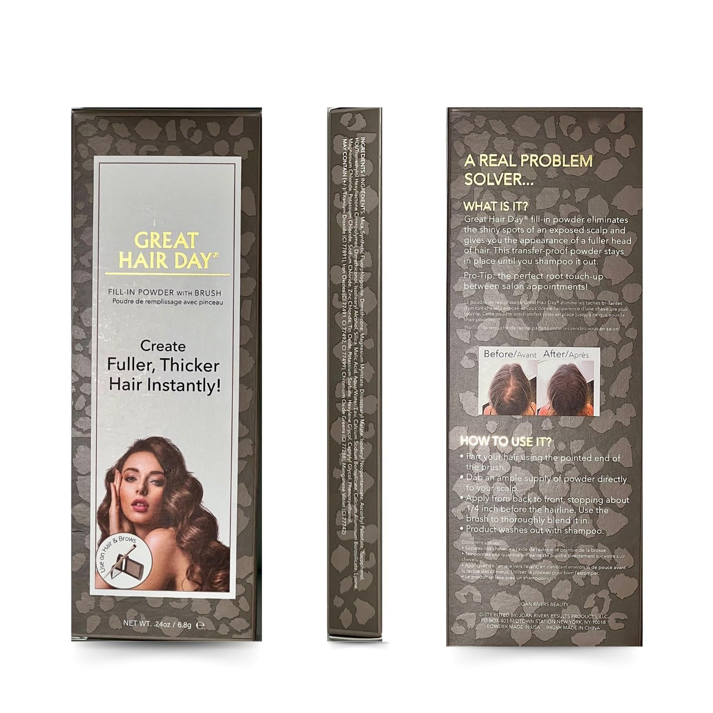Joan Rivers Great Hair Day Root Touch Up Powder Duo - Fill-in Powder for Thicker, Fuller Looking Hair (Ash Blonde)