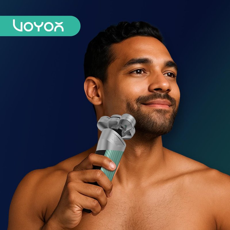 VOYOR Electric Razor for Men - 5D Floating Shavers for Men Magnetic Electric Shaver Rechargeable Face Shaver LED Display Wet Dry Shaving IPX6 Waterproof Mens Rotary Razor TX500 (Green)