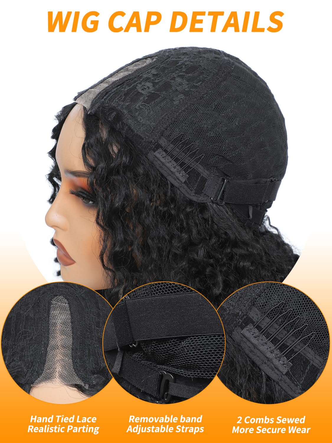 TENACOO Ombre Brown Glueless Curly Wig Brown Highlight Synthetic Lace Front Wig 24 Inch Deep Wave 4x1 Lace Closure Dark Brown Long Curly Wigs for Black White Women (Ombre Brown-24 Inches)