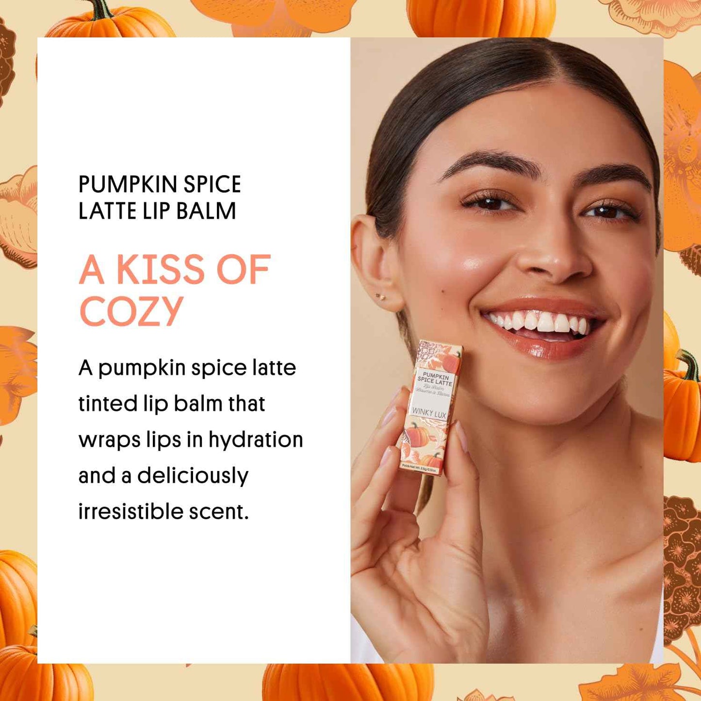 Winky Lux Pumpkin Spice Latte Tri-Color Tinted Lip Balm – Hydrating Balm, Sheer Pink Tint, Lip Care with Jojoba Oil & Vitamin E, Moisturizes & Softens Dry Lips, Buttery Soft with Pumpkin Spice Scent