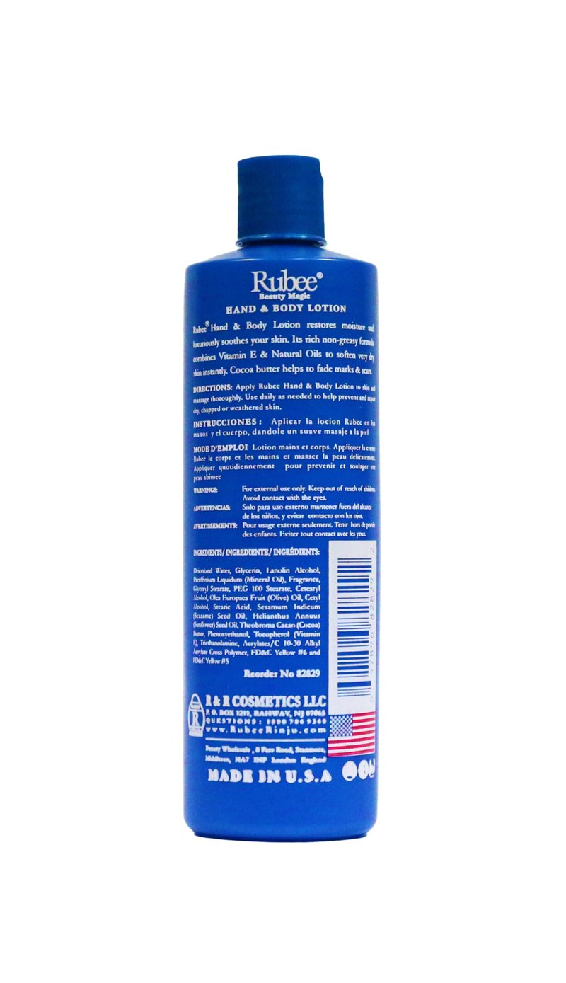 RUBEE Body & Hand Lotion - Pack of 6 Non-Greasy Lotion for Women & Men - 16oz for Extremely Dry Skin - Vitamin E Moisturizer