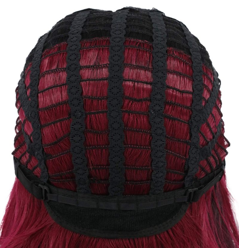 yuehong Long Curly Black Red Womens Wig Wavy Ombre Anime Cosplay Wigs Heat Resistant Synthetic Fibers Soft Breathable Costume