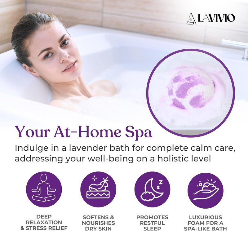 Lavender Bath Bombs for Relaxation | Mega Foaming Shea Butter & Essential Oils | 3 x 100g Gift Set