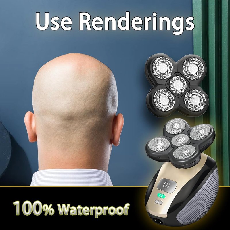 Ruixin 1 Pack Replacement Blades Compatible with Freebird Shaver – 5-Blade Electric Razor Head for Bald Men, Refills Kit with 1 Cleaning Brushes