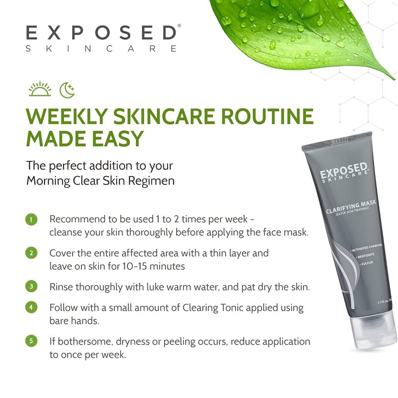 Acne Treatment Mask - 3% Sulfur & Activated Charcoal | Oil Control for Teen & Adult Acne
