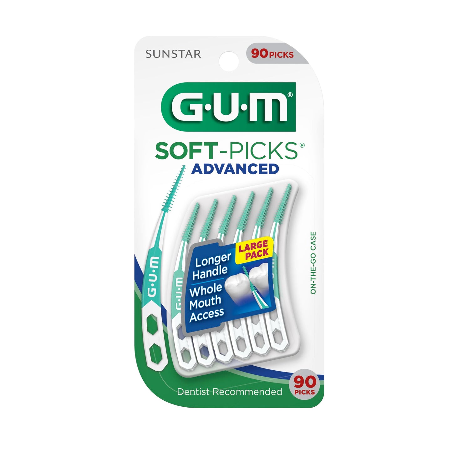 GUM Soft-Picks Advanced – Easy-to-Use Interdental Picks for Plaque Removal & Gum Health with Convenient Carry Case, Dentist Recommended, 90 Count (Pack of 3) 270 Total