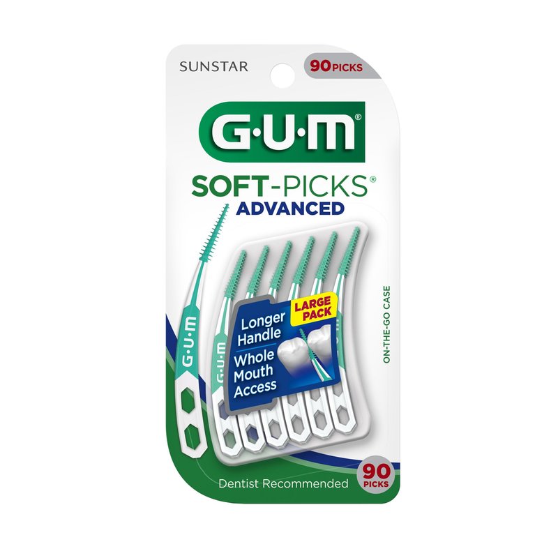 GUM Soft-Picks Advanced – Easy-to-Use Interdental Picks for Plaque Removal & Gum Health with Convenient Carry Case, Dentist Recommended, 90 Count (Pack of 3) 270 Total