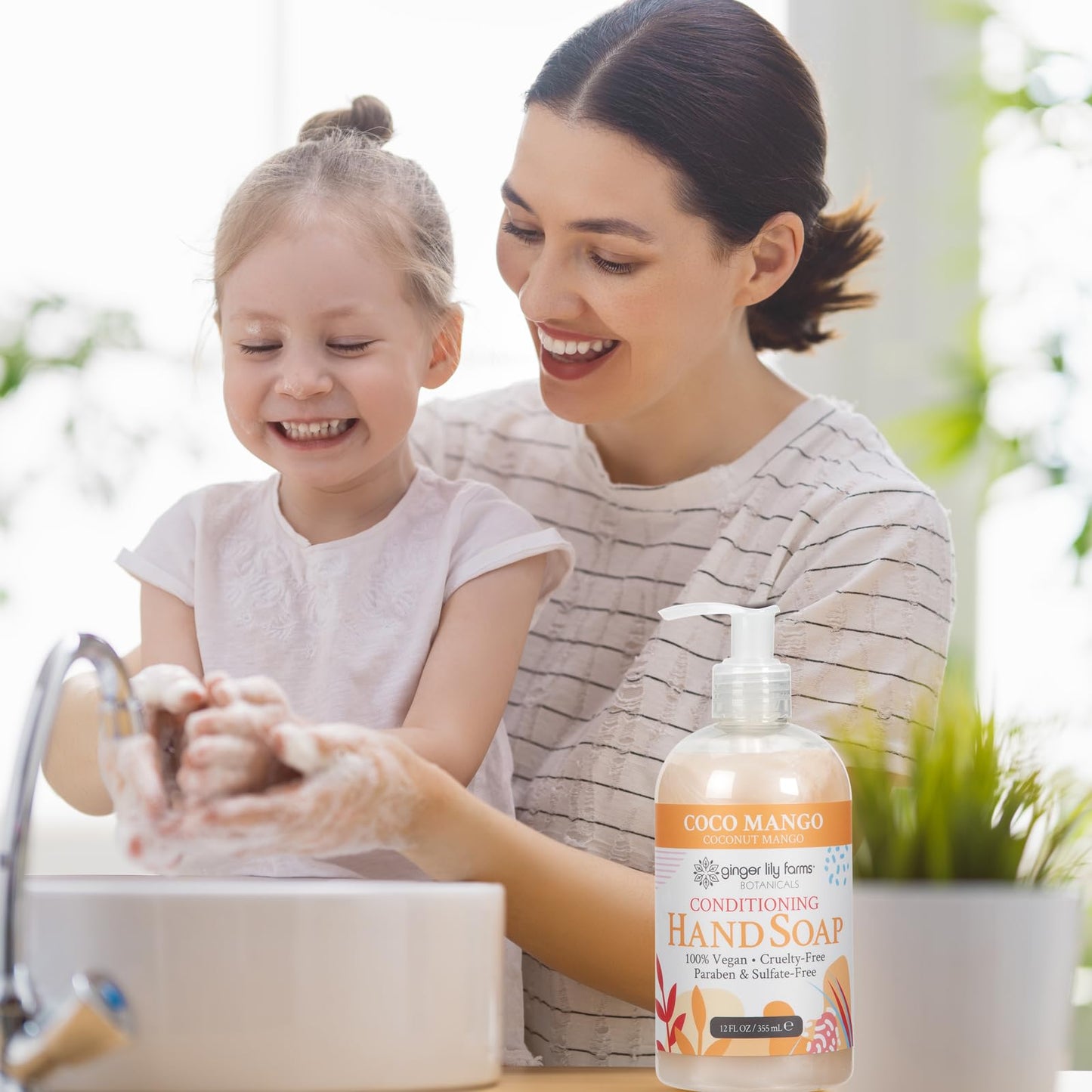 Ginger Lily Farms Botanicals Conditioning Liquid Hand Soap, Coco Mango, 100% Vegan & Cruelty-Free, Coconut Mango Scent, 12 Fl Oz (Pack of 6)