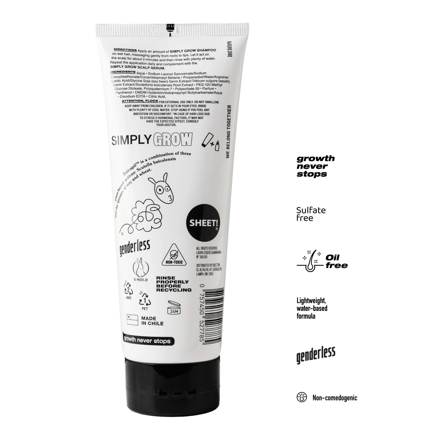 Sheet - Hair Growth Treatment Shampoo & Serum Kit - 8.45 fl oz shampoo + 2 fl oz tonic - 3% Baicapil complex - Water-based sulfate-free formula for fuller-looking hair