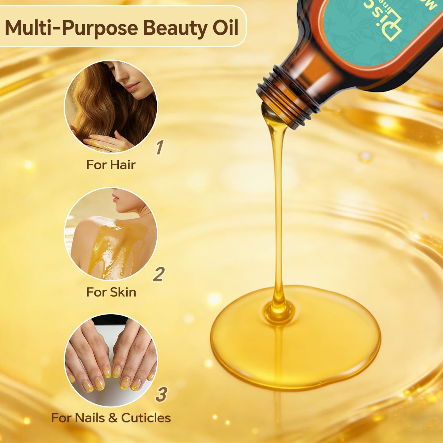 Discoliner Luxury Moroccan Hair Oil for Dry, Frizzy Hair & Split Ends, Hair Oil Treatment for Shine, Hydration & Repair (1, 100, Milliliters)