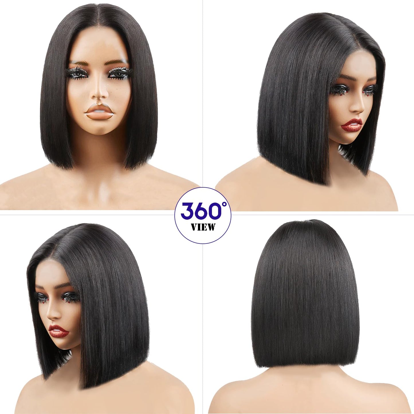 CDHFARMD Bob Wig Human Hair 12 Inch 13x6 Hd Transparent Lace Front Wigs Human Hair Glueless Short Straight Frontal Bob Wigs for Women Pre Plucked with Baby Hair Side Part 180% Density