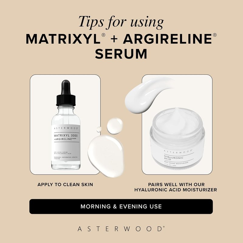 Asterwood Matrixyl 3000 Serum | Anti-Aging Hyaluronic Acid Formula - 4 Fl Oz, Fragrance-Free