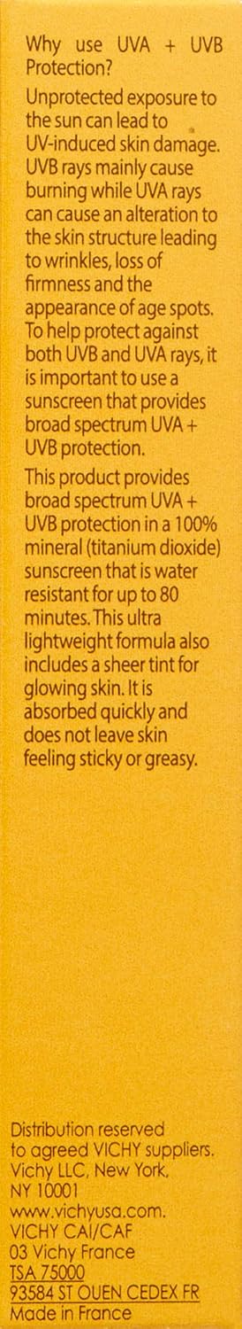 Vichy Capital Soleil Tinted Mineral Sunscreen SPF 60 - Lightweight, Water-Resistant Face Protection | Travel Size