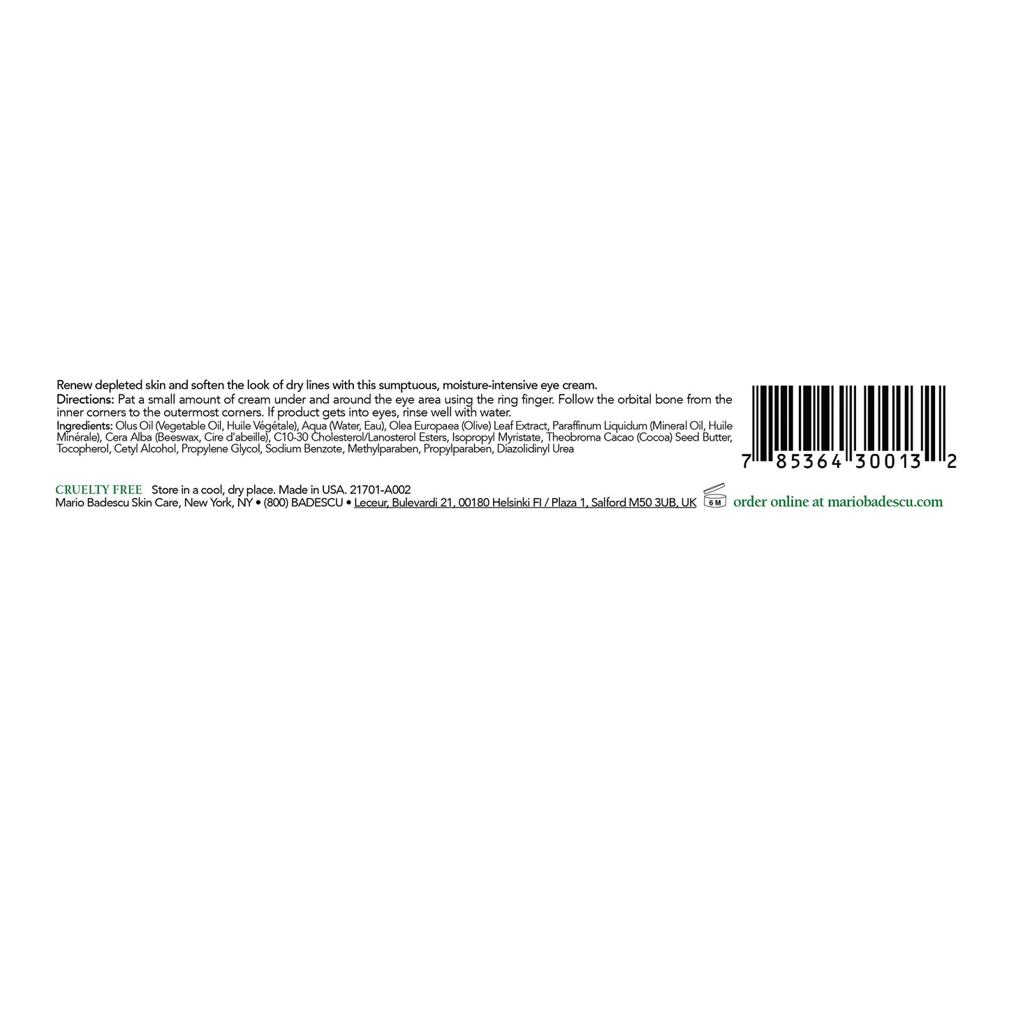 Mario Badescu Olive Eye Cream for Dry & Sensitive Skin | Rich Under Eye Cream with Olive Leaf Extract & Cocoa Butter | Nourishes Dry Under Eyes | 0.5 Ounce (Pack of 1)