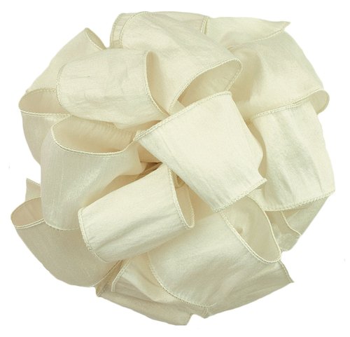 Offray Wired Edge Anisha Craft Ribbon, 2-1/2-Inch Wide by 10-Yard Spool, Ivory